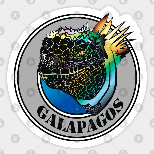 Galapagos Islands Iguana Marina Sticker by leeloolook